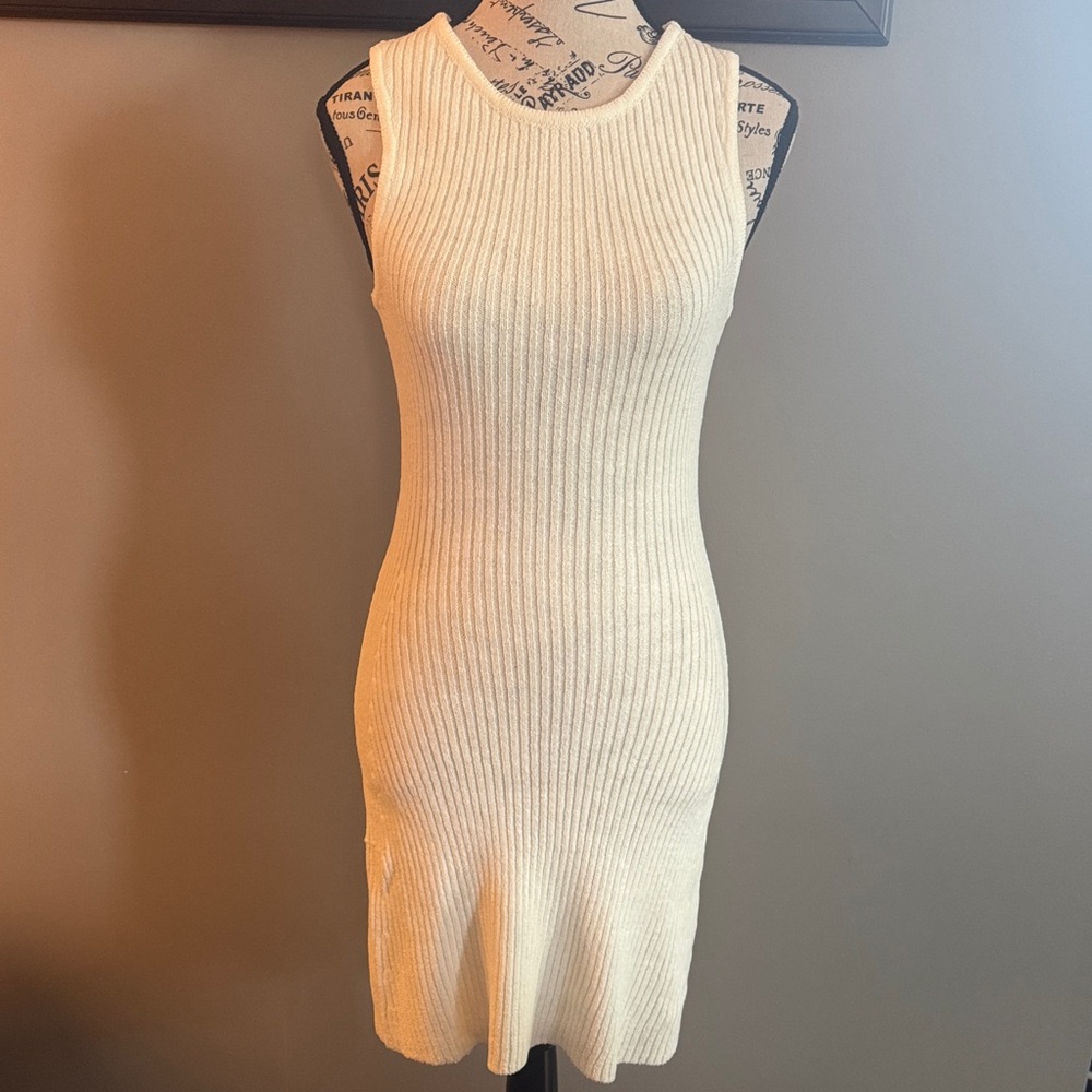 Dynamite Ivory Ribbed Sleeveless Mini Dress